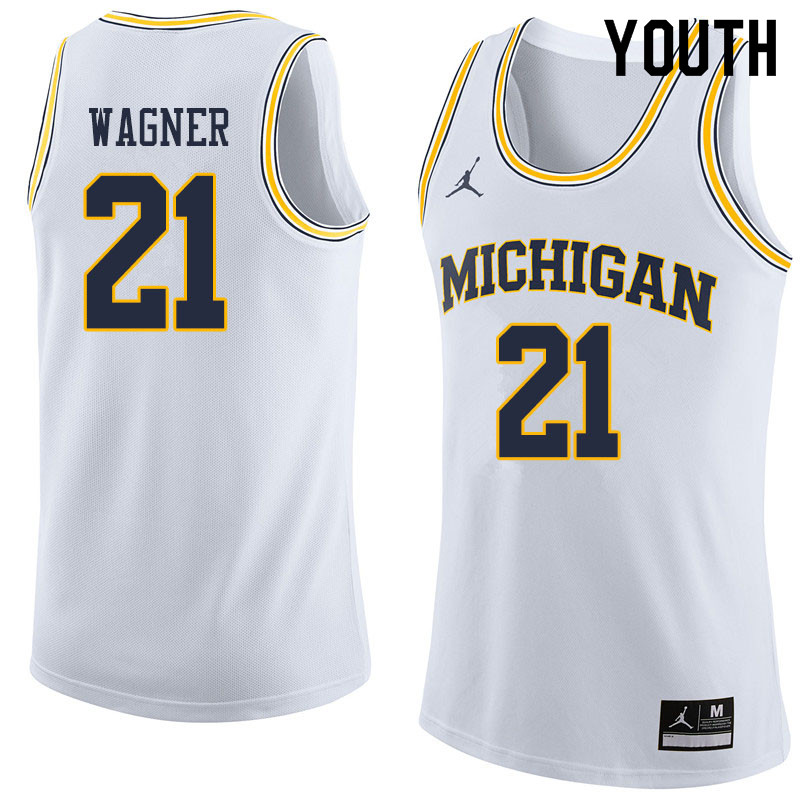 Youth #21 Franz Wagner Michigan Wolverines College Basketball Jerseys Sale-White
